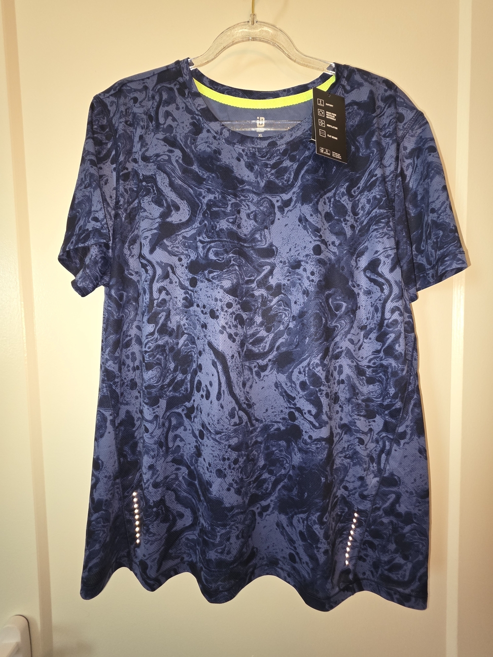 Ideology Athletic Blue Marble-Print Women's Top XL